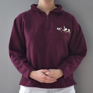 Big Dogs V-Neck Zip Maroon Red St. Bernard Sweater